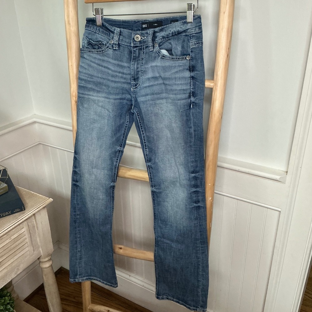 BKE Aiden Womens Straight Leg Jeans Blue Medium Wash Stretch 27x30 Denim